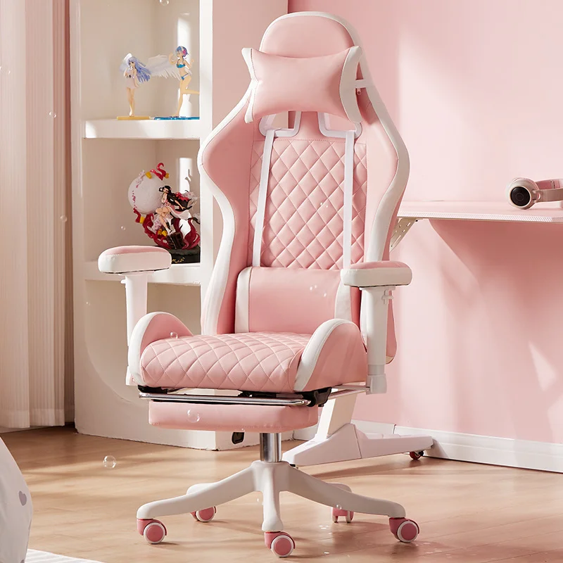 Immerse yourself in Luxury and Gaming Magic: Introducing the Pink Ergonomic Leather Princess Chair for Play and Relaxation!